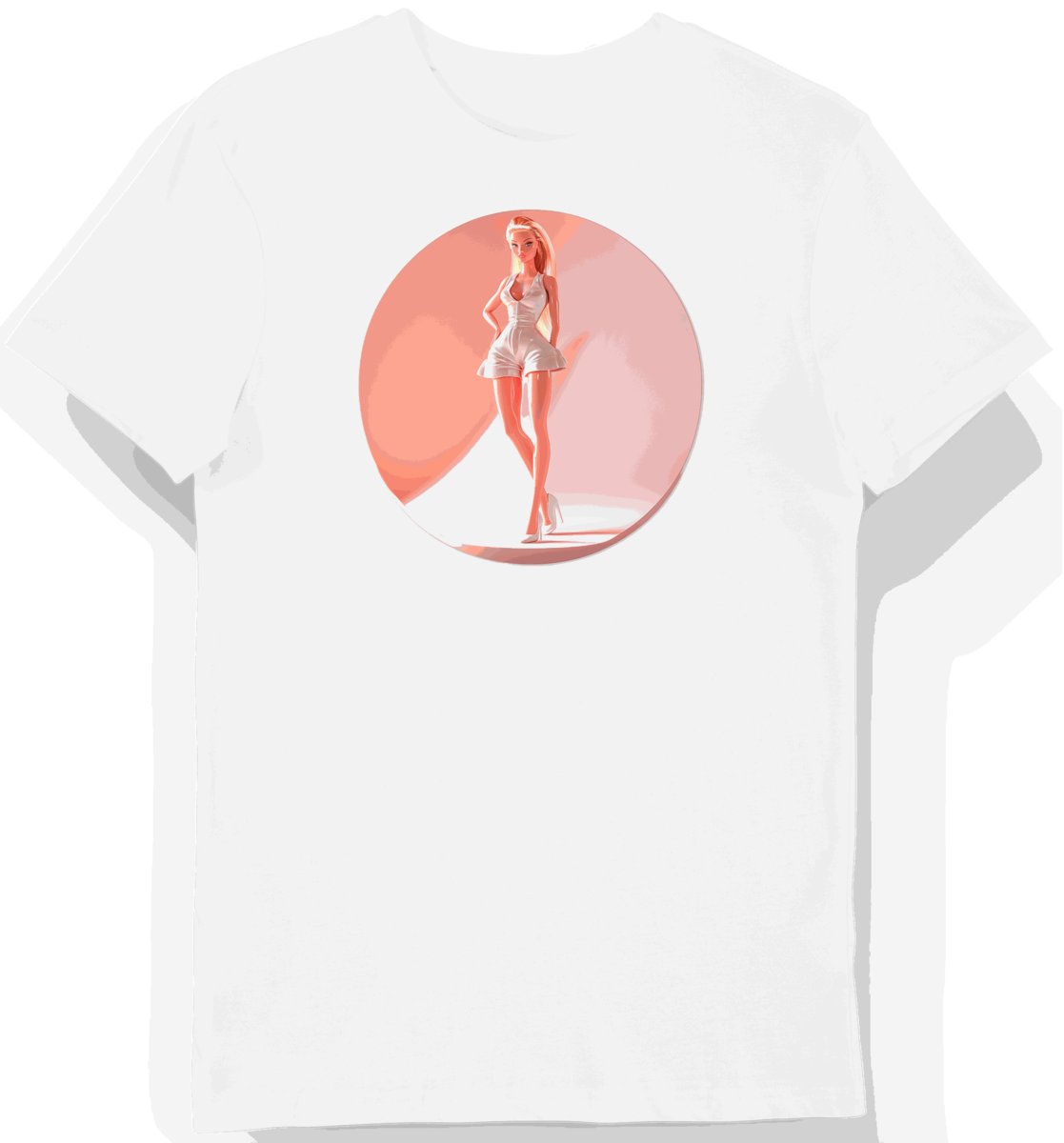 Koszulka męska biała z nadrukiem klasycznego obcasa Barbie 3XL