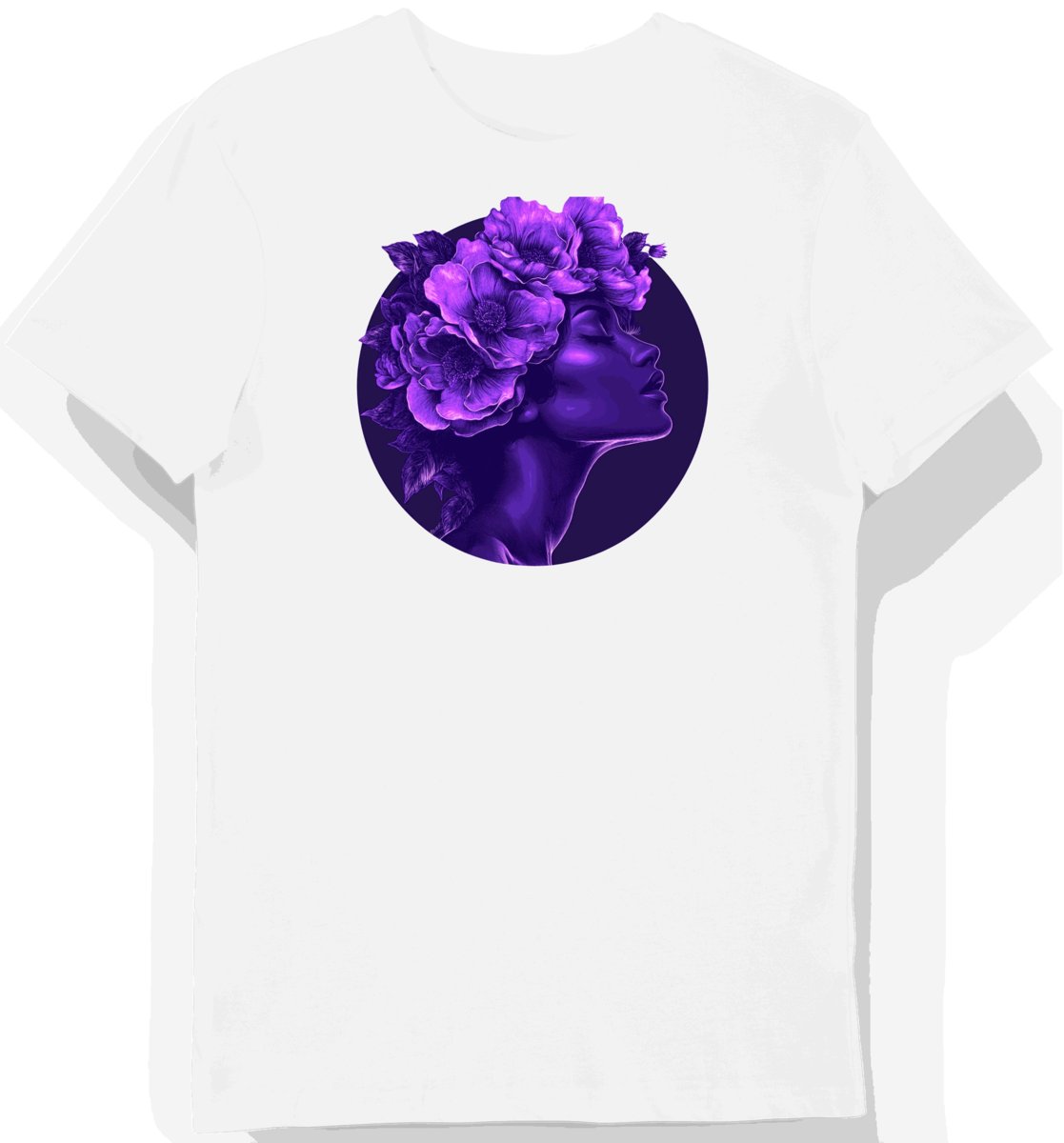 Koszulka męska biała z motywem fioletowych kwiatów 6247 XL