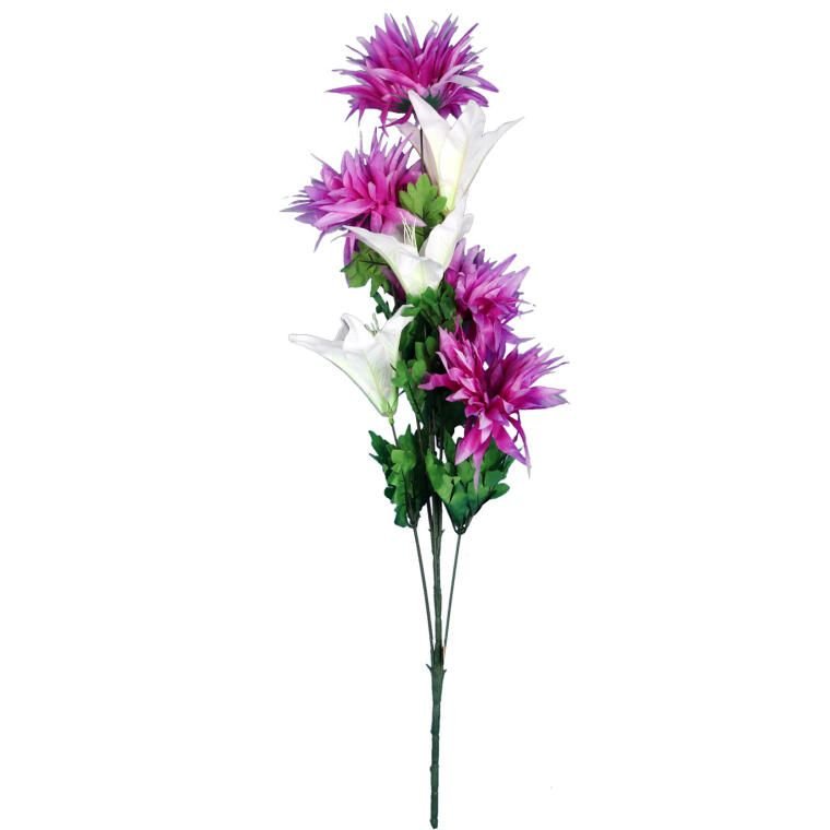 BUKIET 7 KWIATÓW MIX LILIA I ASTRY 70 CM KOLOR FIO