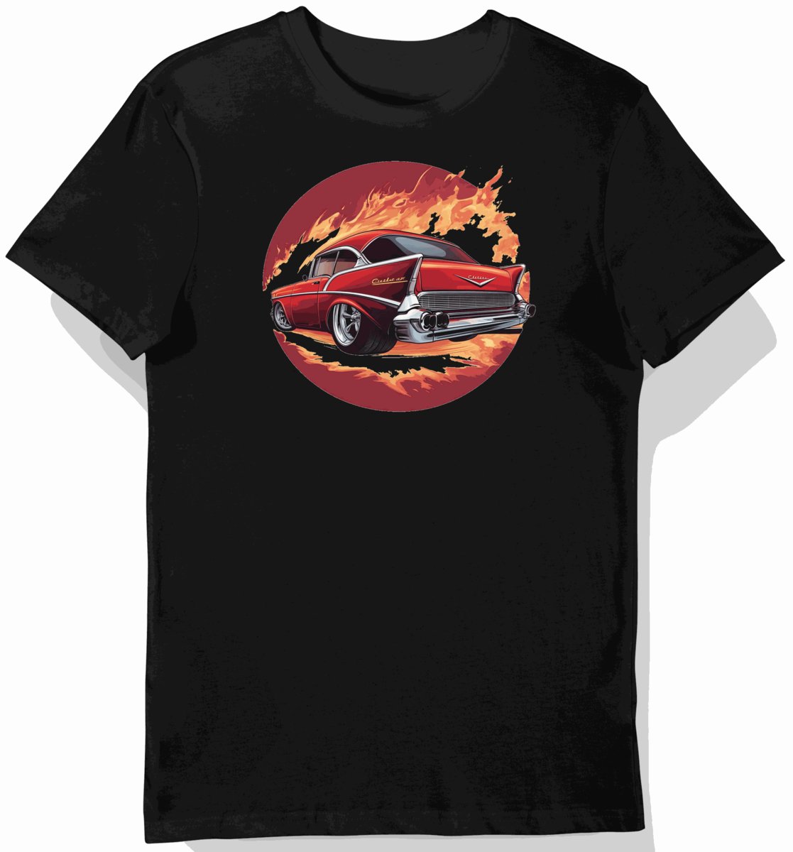 Koszulka męska czarna z nadrukiem klasycznego Chevroleta 6247 M