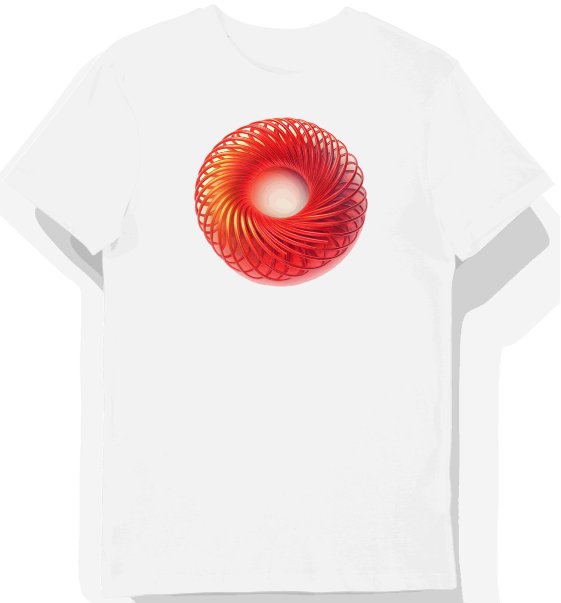 Koszulka męska biała z motywem klasycznej czerwonej sprężyny M
