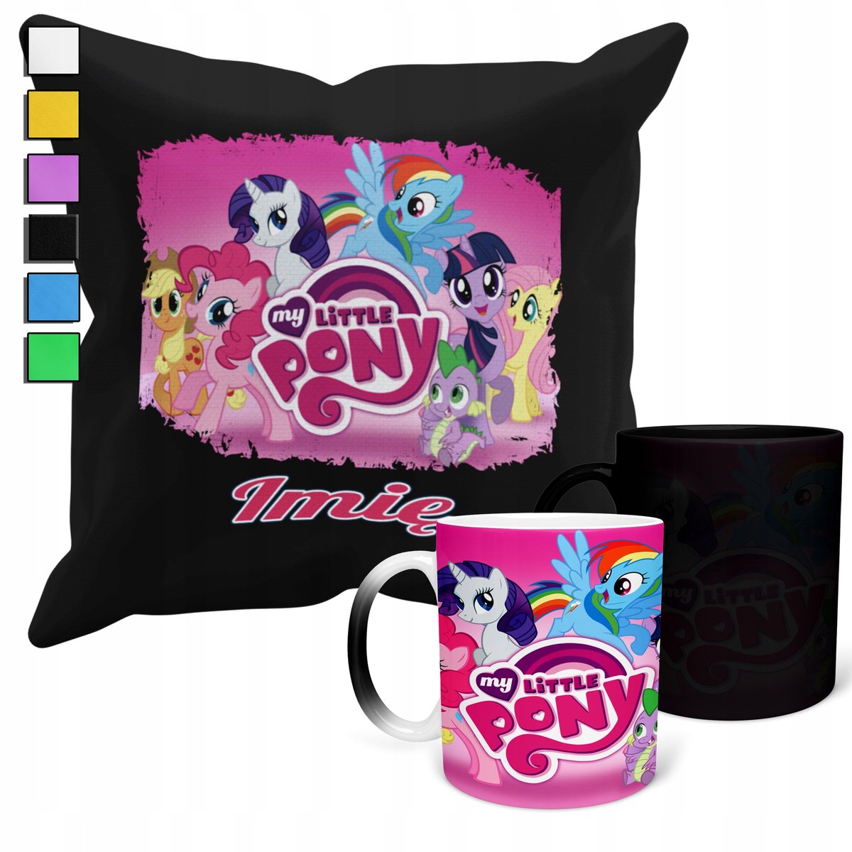 ZESTAW KUBEK MAGICZNY + POSZEWKA Z PODUSZKĄ- PREZENT MY LITLLE PONY + IMIĘ