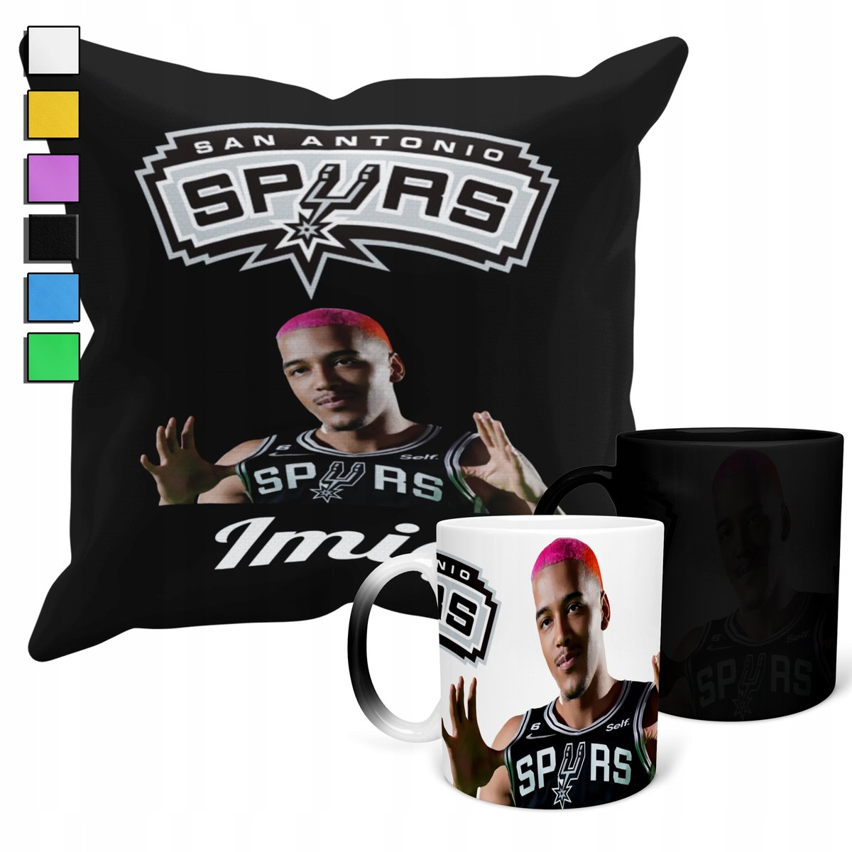 ZESTAW KUBEK MAGICZNY + POSZEWKA Z PODUSZKĄ- JEREMY SOCHAN SA SPURS + IMIĘ