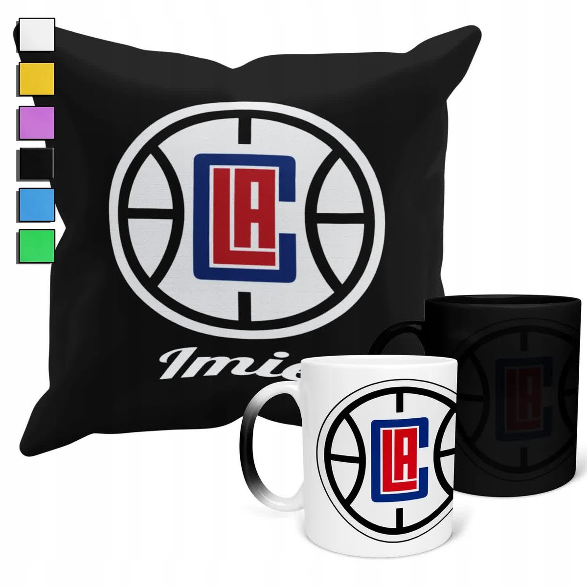 ZESTAW KUBEK MAGICZNY + POSZEWKA Z PODUSZKĄ-NBA LOS ANGELES CLIPPERS + IMIĘ