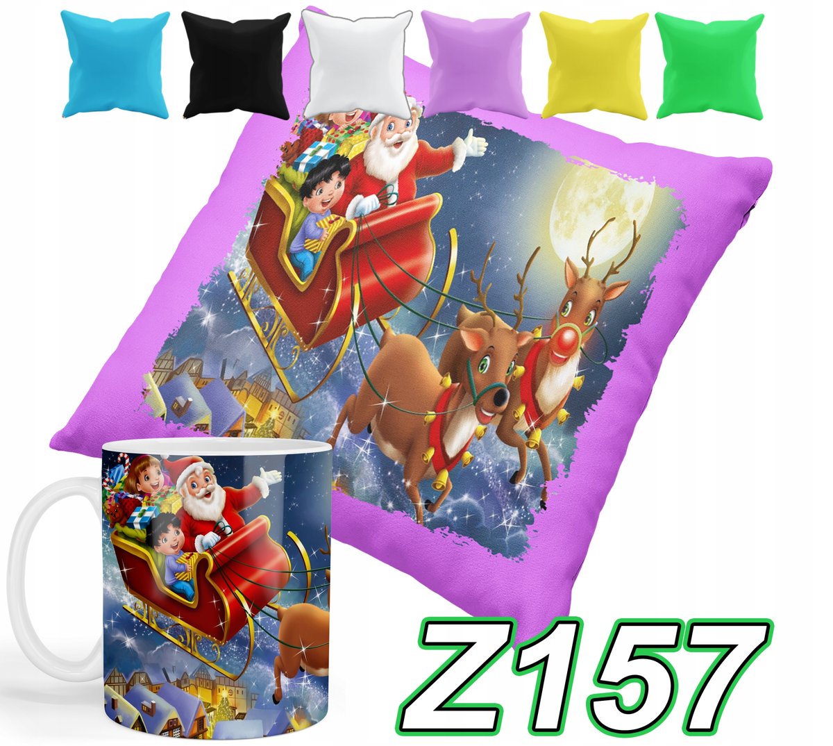 ZESTAW KUBEK + POSZEWKA Z PODUSZKĄ ŚWIĘTA MIKOŁAJ CHRISTMAS+ IMIĘ