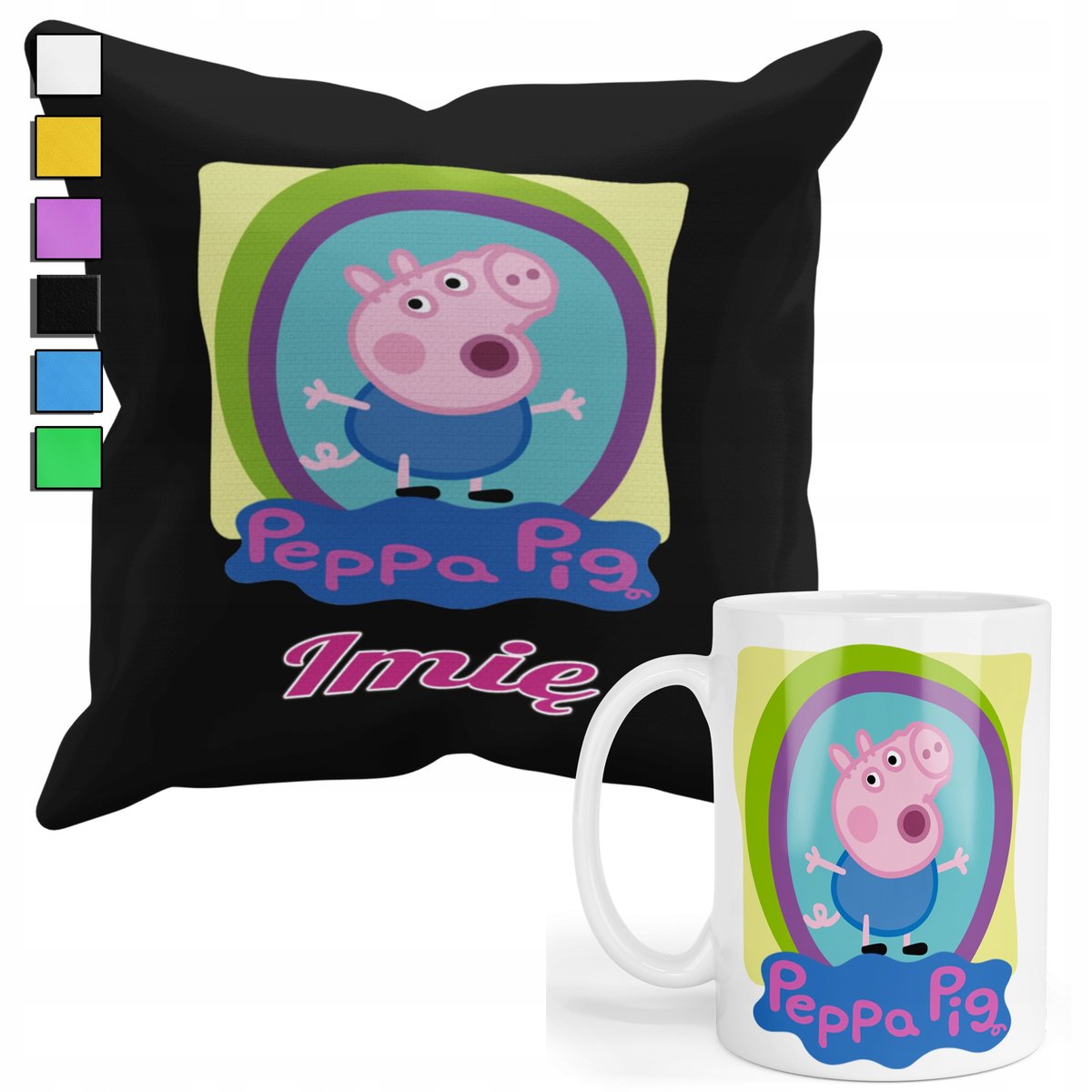 ZESTAW KUBEK + POSZEWKA Z NADRUKIEM-DLA FANA PREZENT BAJKA DLA DZIECI +IMIĘ