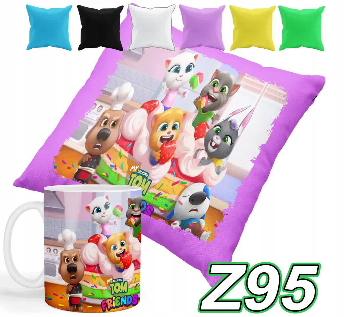 ZESTAW KUBEK + POSZEWKA Z NADRUKIEM GRY MY TALKIN TOM +IMIĘ
