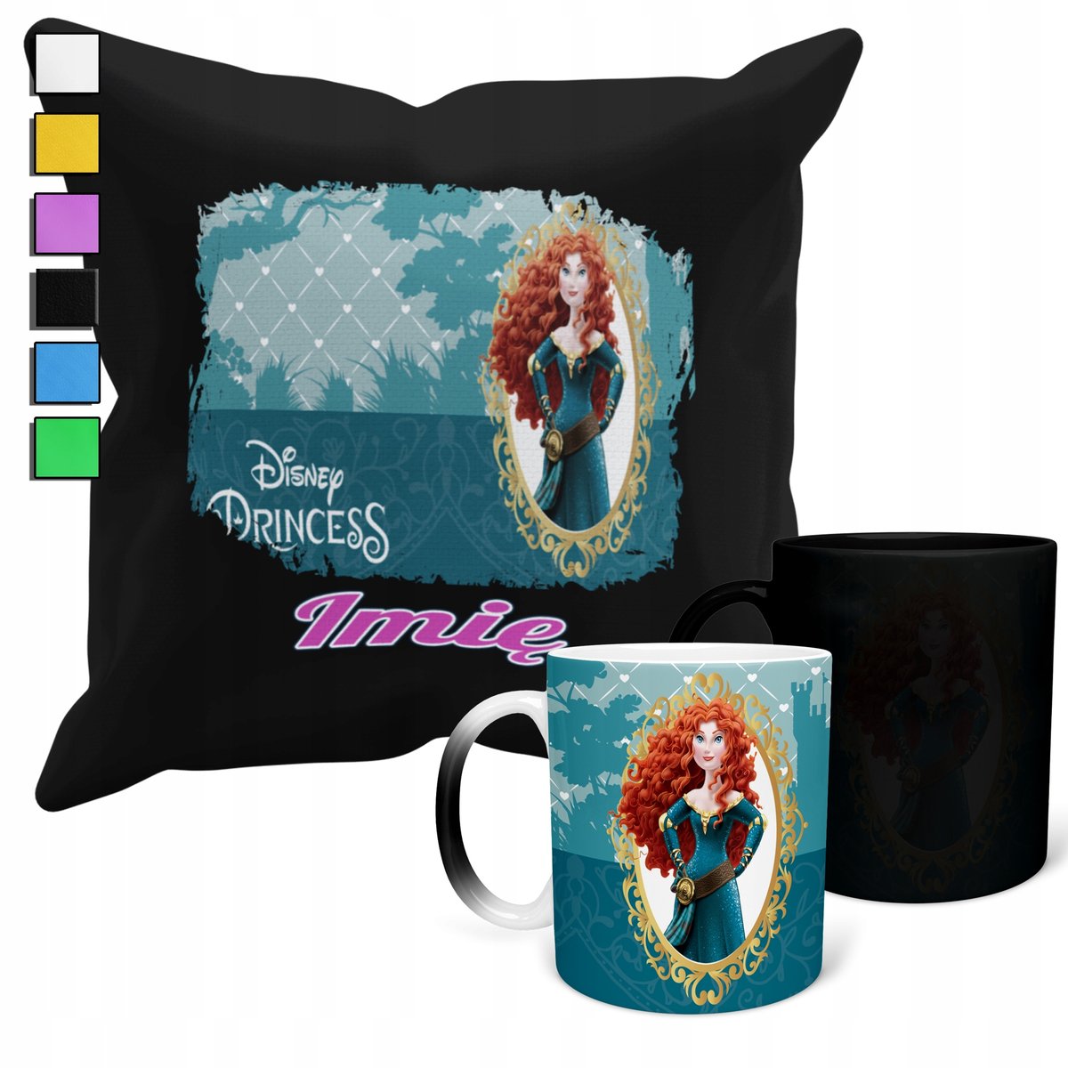 ZESTAW KUBEK MAGICZNY + POSZEWKA Z PODUSZKĄ- PREZENT PRINCESSY + IMIĘ