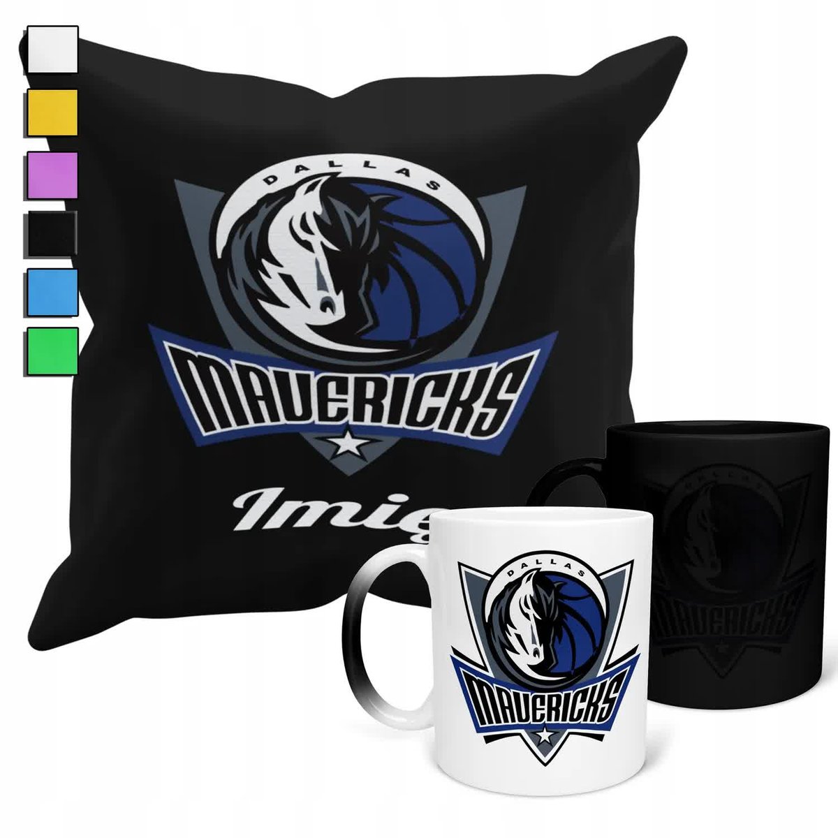 ZESTAW KUBEK MAGICZNY + POSZEWKA Z PODUSZKĄ- NBA DALLAS MAVERICKS + IMIĘ