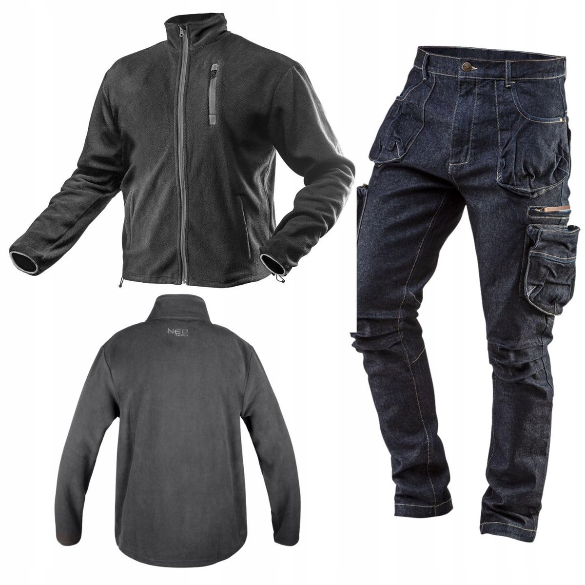NEO Polar + Spodnie Denim Stretch MOCNE Robocze Jeans Komplet Odzieży BHP