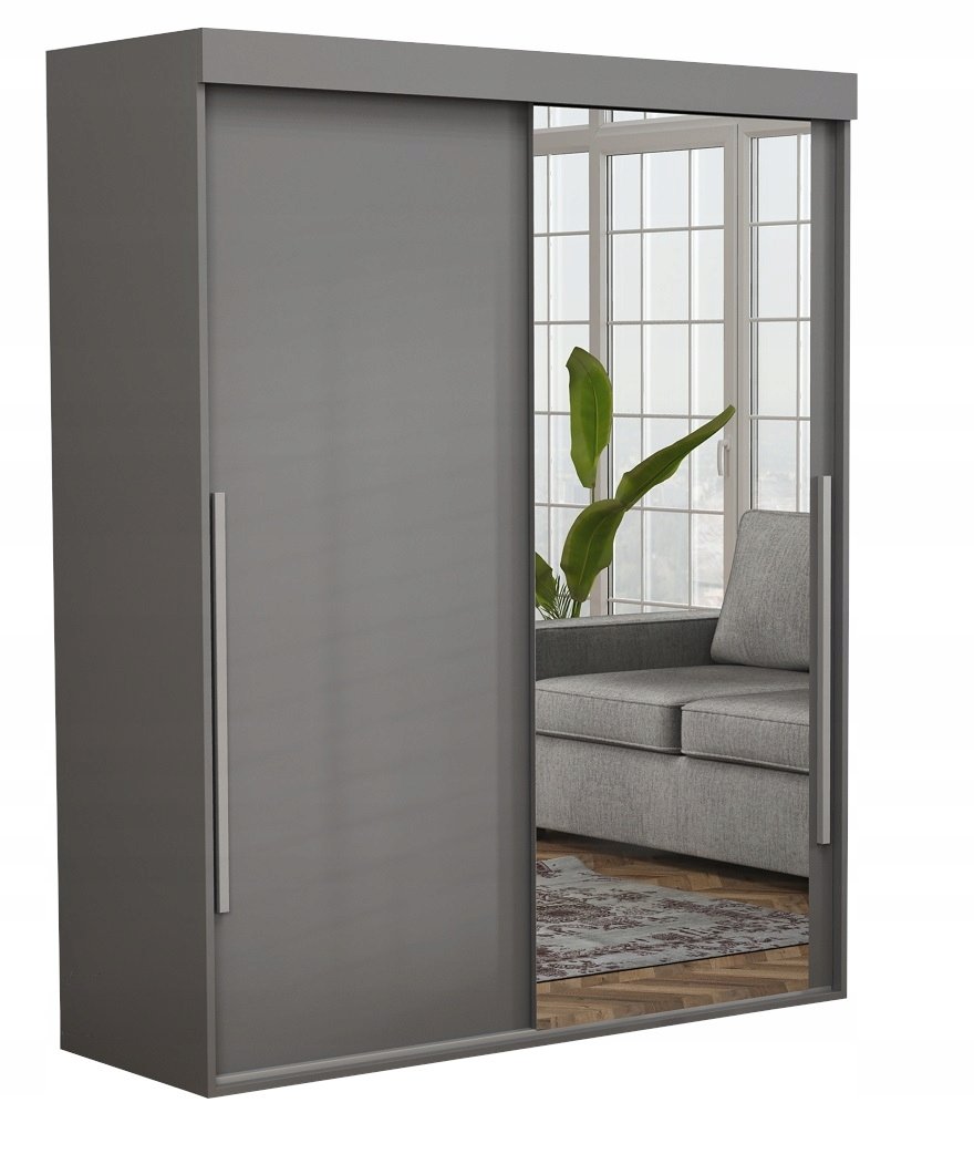 Premium Szafa Przesuwna ALLAM Alu Lustro 100x202 Antracyt