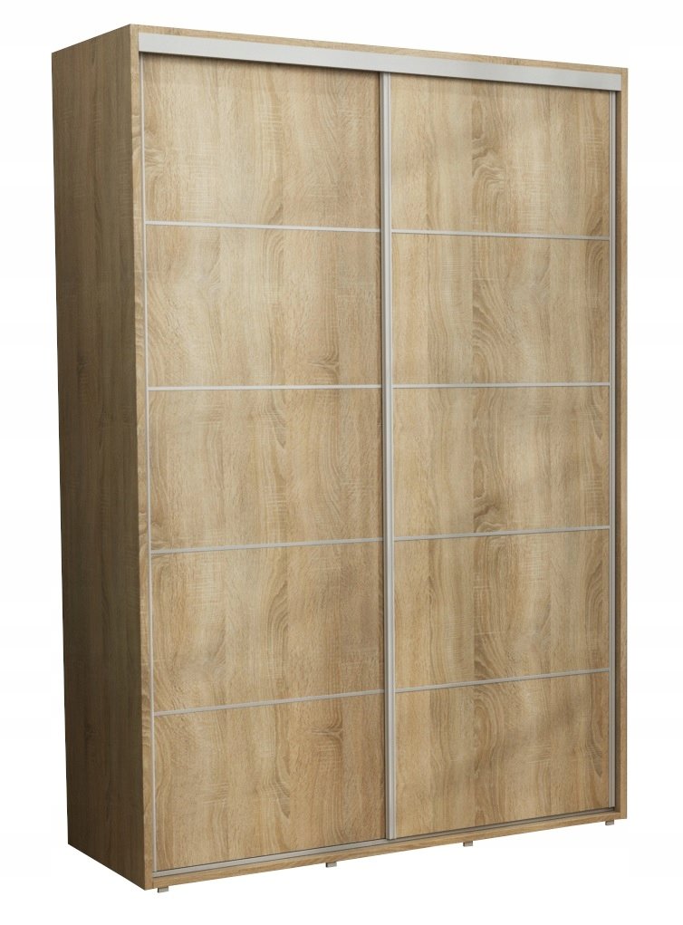 Nowoczesna Szafa Przesuwna Iga Paski Alu 130x242 Sonoma /Duża