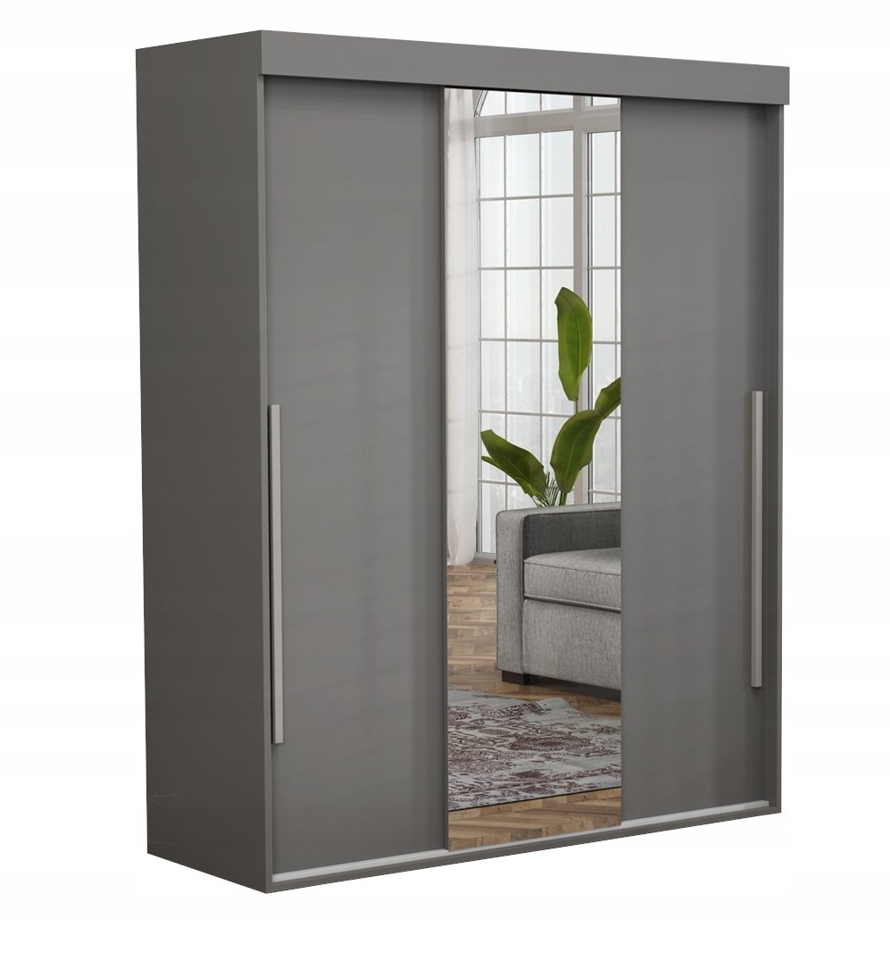 Szafa Przesuwna Na Wymiar ALLAM+ 260x202 Alu Antracyt Lustro