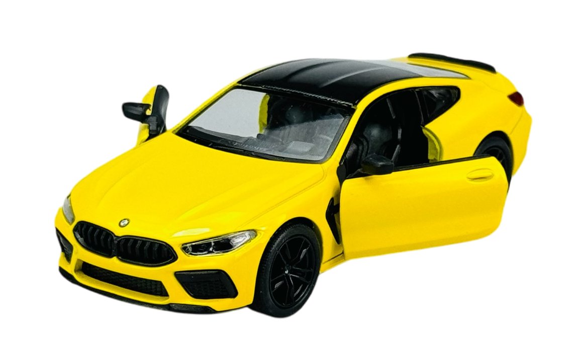 KINSMART BMW M8 COMPETITION COUPE ŻÓŁTY BEZ NAPISÓW 1:38 BEZ PUDEŁKA KT5425