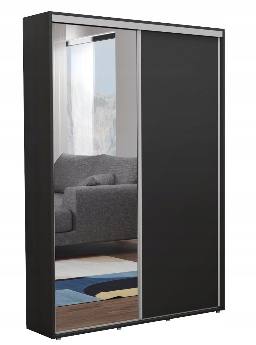 Szafa przesuwna Zuza Slim Lustro Czarna Garderoba120x242 Pojemna