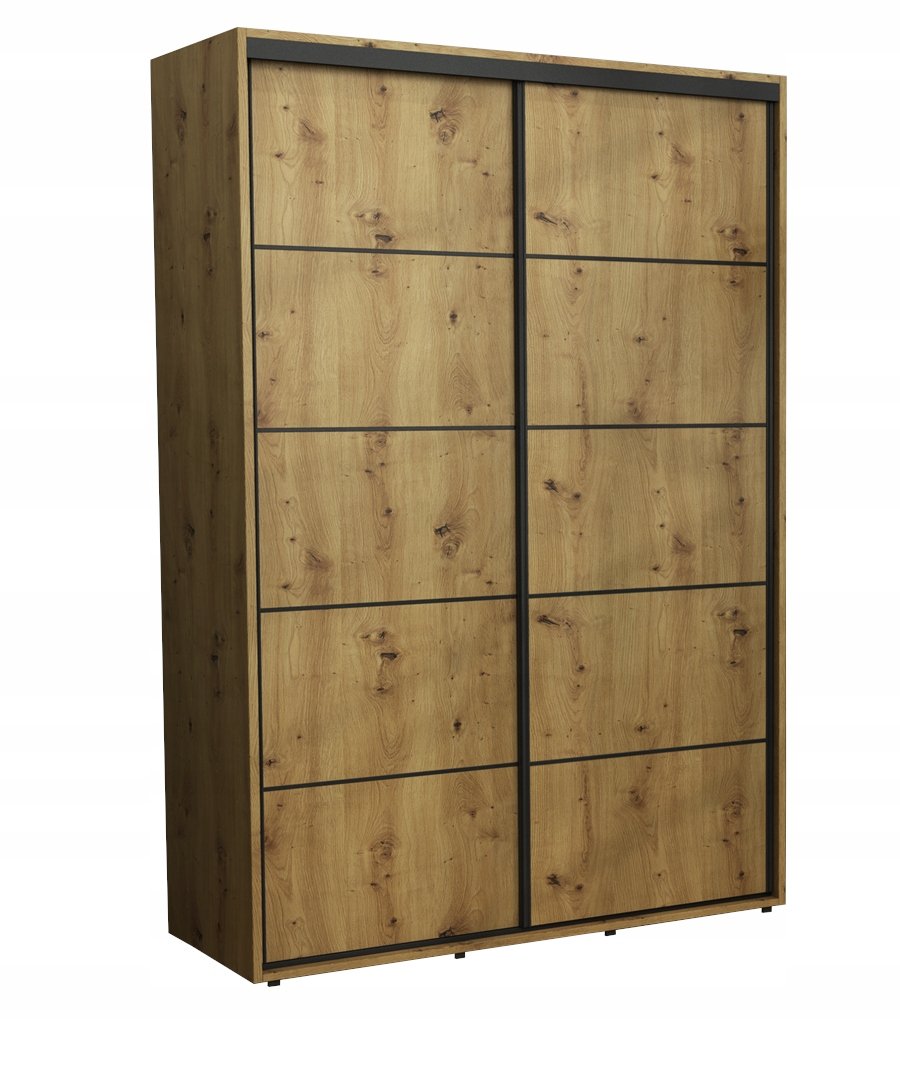 Nowoczesna Szafa Przesuwna Iga Paski Czarne 180x242 Artisan /SzafaUbraniowa