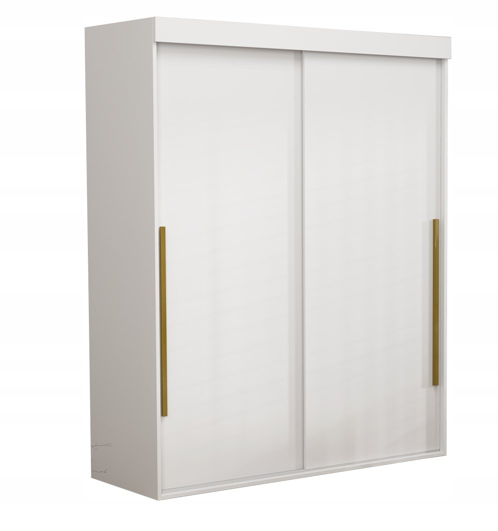 Funkcjonalna Szafa Do Sypialni ALLAM Złote Uchwyty 120x202 Biała