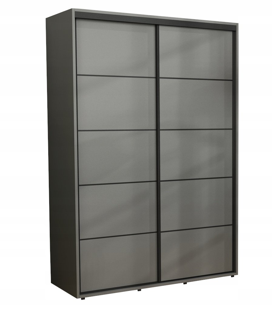 Nowoczesna Szafa Przesuwna Iga Paski Czarne 150x242 Antracyt Pojemna