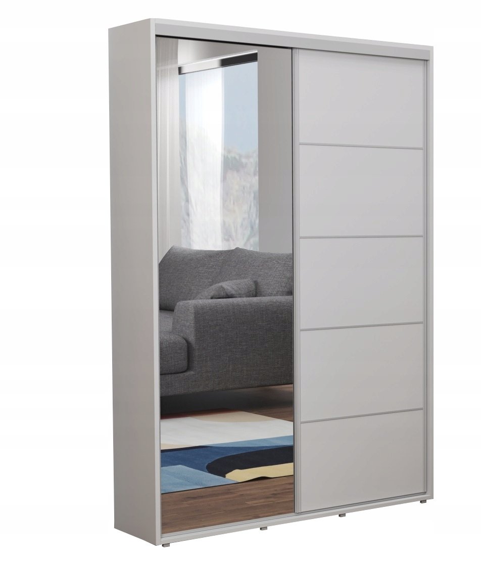FUNKCJONALNE ROZWIĄZANIE SZAFA ZUZA SLIM LUSTRO + PASKI 130X242 BIAŁA