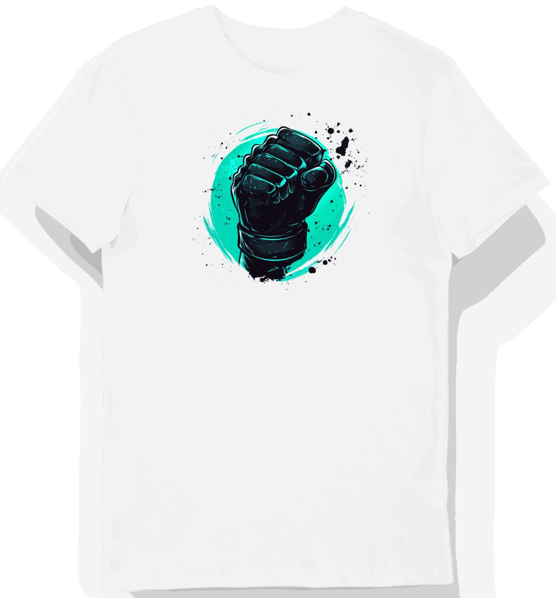 Koszulka męska biała z motywem rękawicy esportowej 3XL