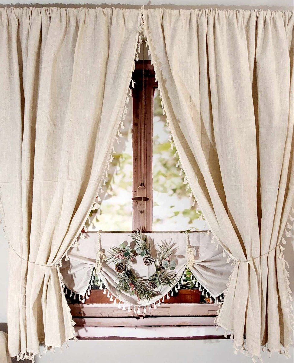 Zasłona firana BOHO z zasłona z frędzlami na tunel panel SHABBY 150/160cm