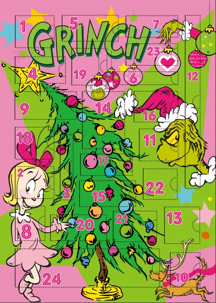 THE GRINCH Kalendarz adwentowy z ozdobami do włosów dla dzieci