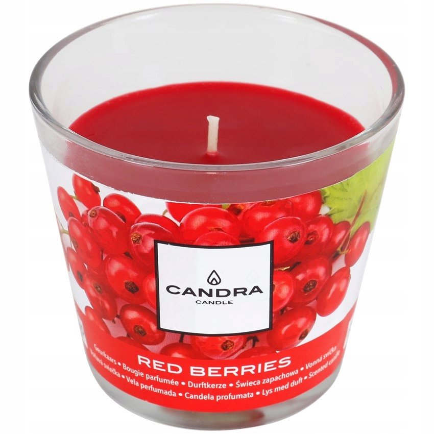 Świeca zapachowa parafinowa RED BERRIES Candra W SZKLE ŚWIECZKA