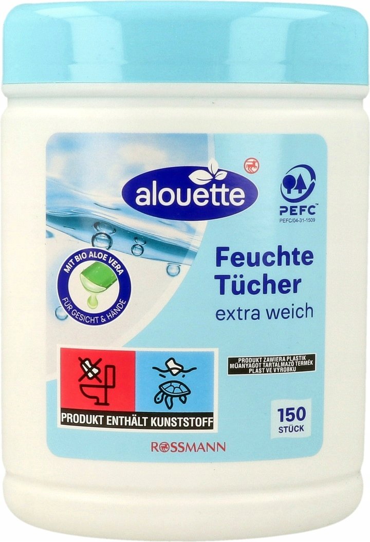 ALOUETTE Chusteczki nawilżane z aloesem w pudełku 150 szt