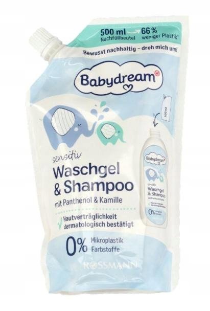 BABYDREAM żel do mycia i szampon PANTHENOL I RUMIANEK, zapas 500ML