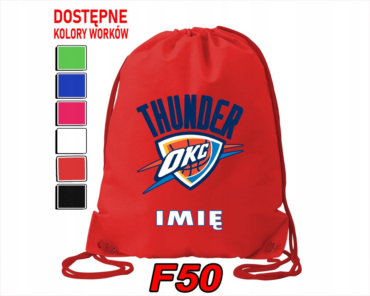 WOREK SZKOLNY NA WF SPORTOWY OKLAHOMA CITY THUNDER NBA BASKET - IMIĘ