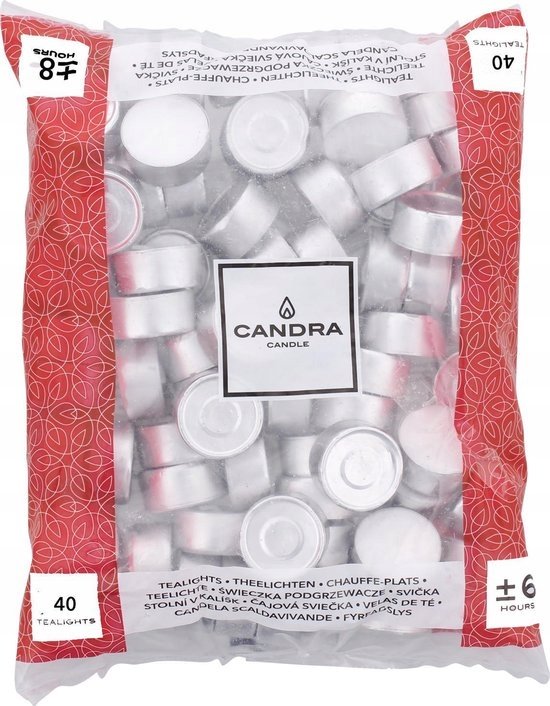 Świeca tealight parafinowa Candra wkłady podgrzewacze białe 40 szt.