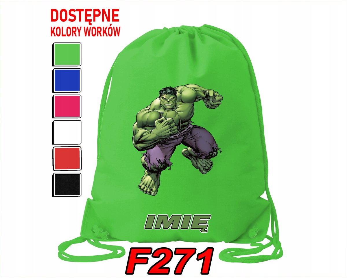 WOREK SZKOLNY NA WF SPORTOWY SONIC, HULK, ATOMÓWKI, GEORGE - IMIĘ