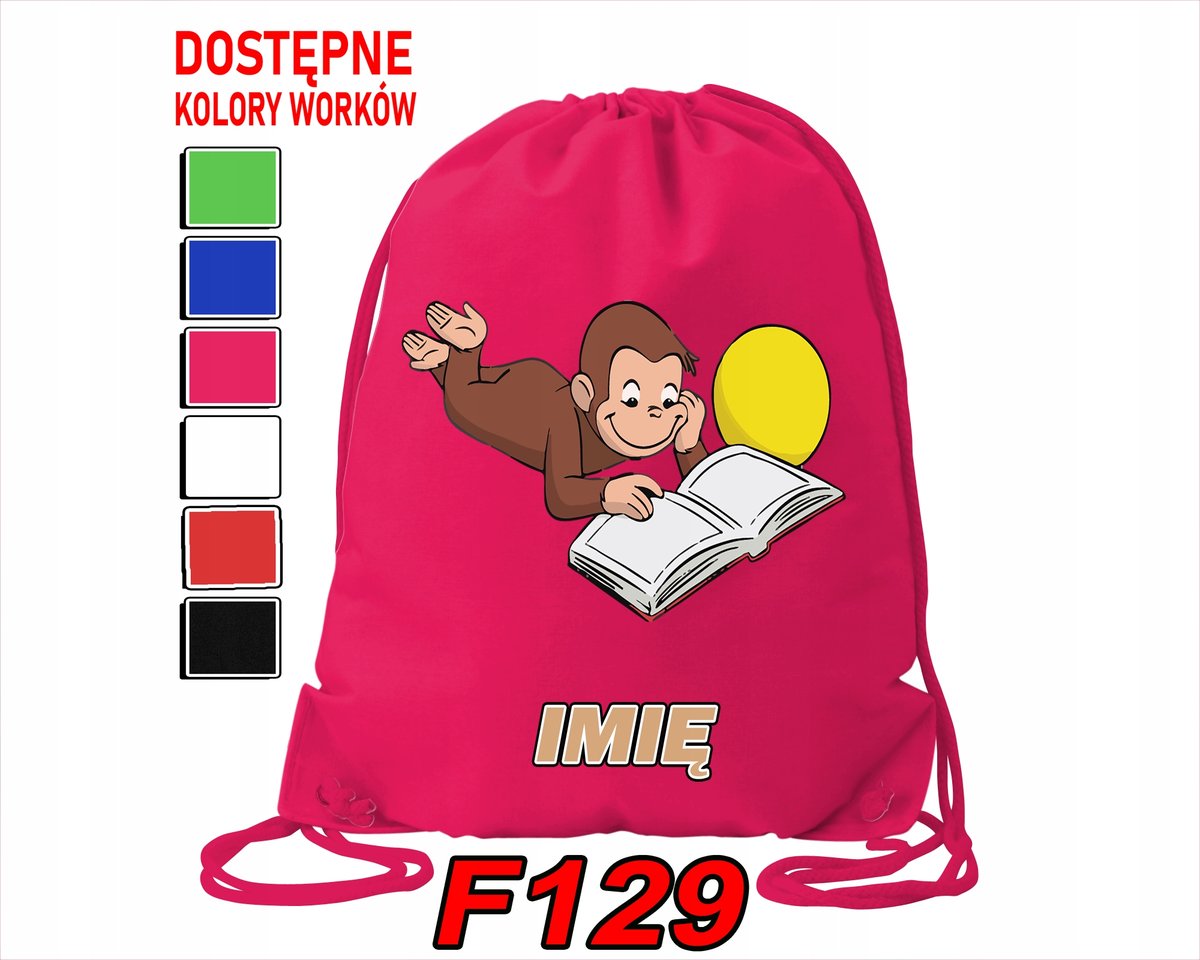 WOREK SZKOLNY NA WF SPORTOWY CIEKAWSKI GEORGE MAŁPKA BAJKI - IMIĘ