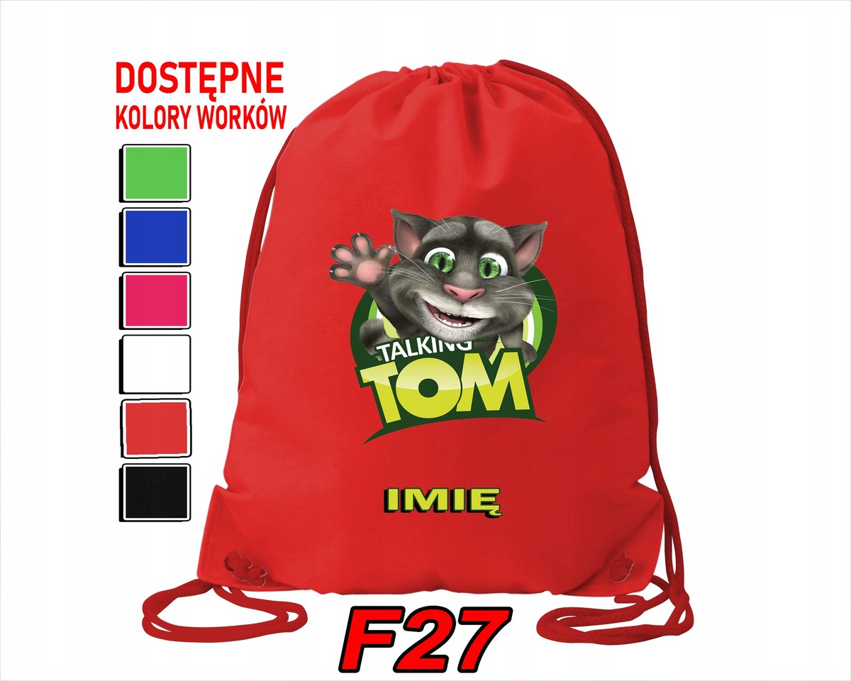 WOREK SZKOLNY NA WF TRENING SPORTOWY Z NADRUKIEM MY TALKIN TOM -IMIĘ