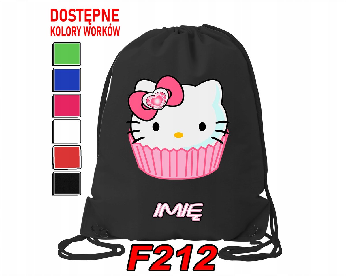 Worek Szkolny Na Wf Sportowy Na Buty Hello Kitty Kotek Słodzia- Imię