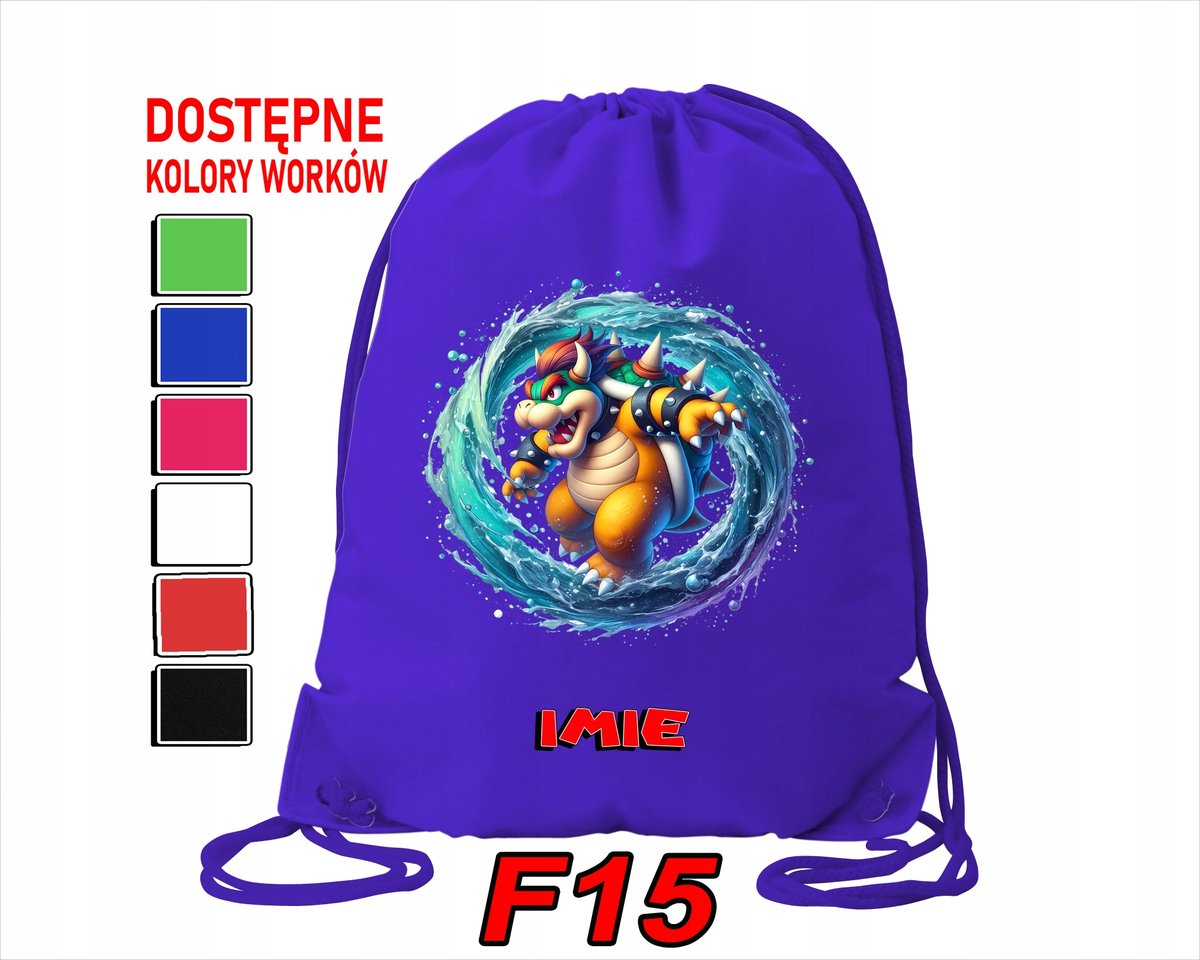 WOREK SZKOLNY NA WF TRENING SPORTOWY Z NADRUKIEM SUPER MARIO - IMIĘ