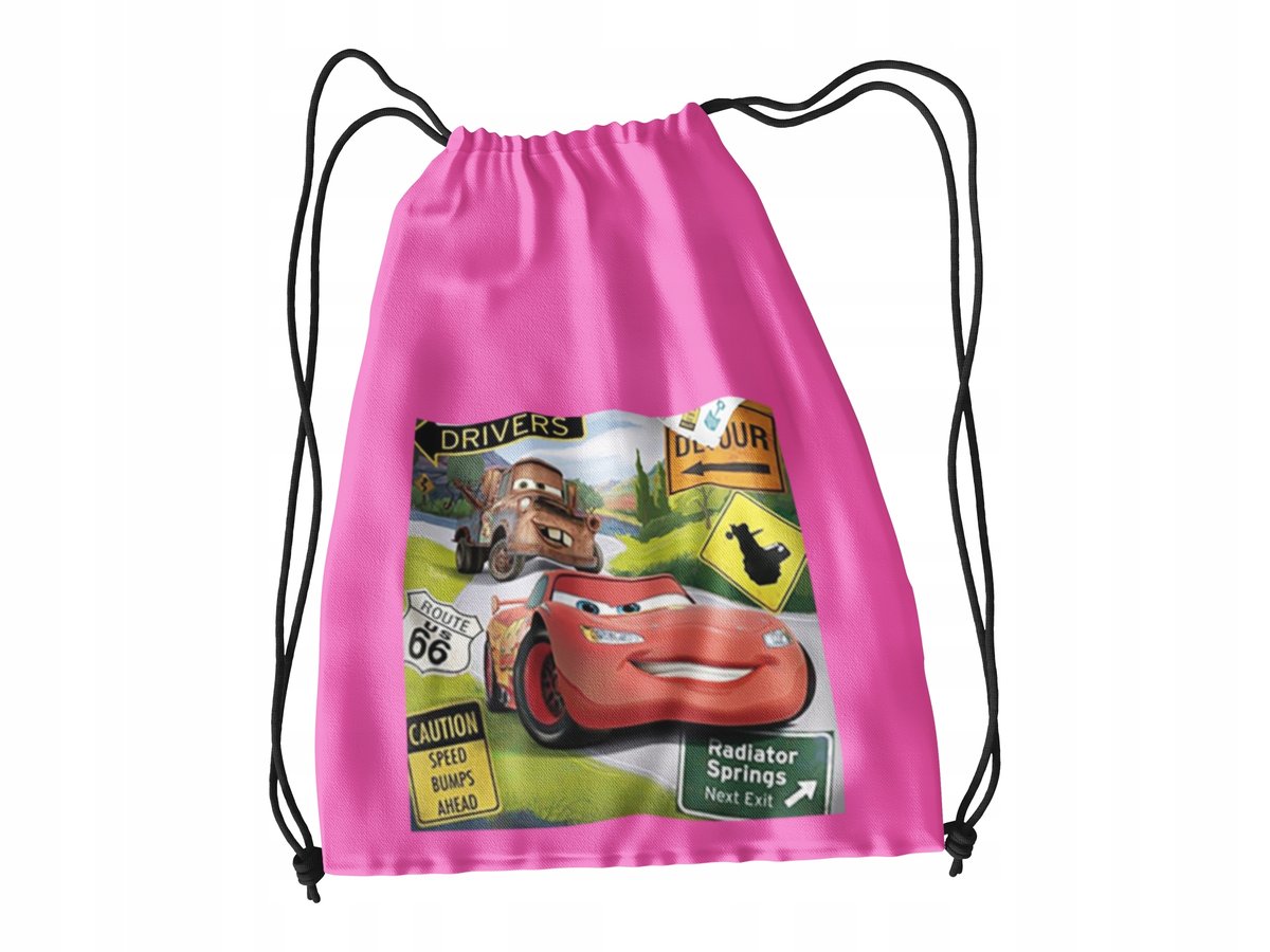 WOREK DO SZKOŁY WF/BUTY CZERWONE AUTO AUTA + IMIĘ