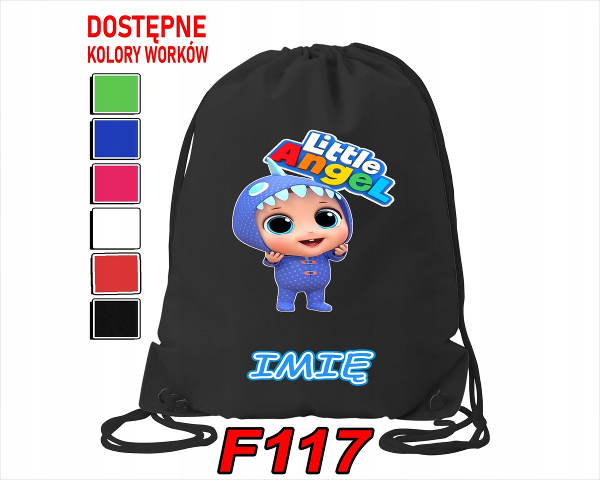 WOREK SZKOLNY NA WF SPORTOWY GABI, GAZU PIESKI, MAŁY ANIOŁEK - IMIĘ