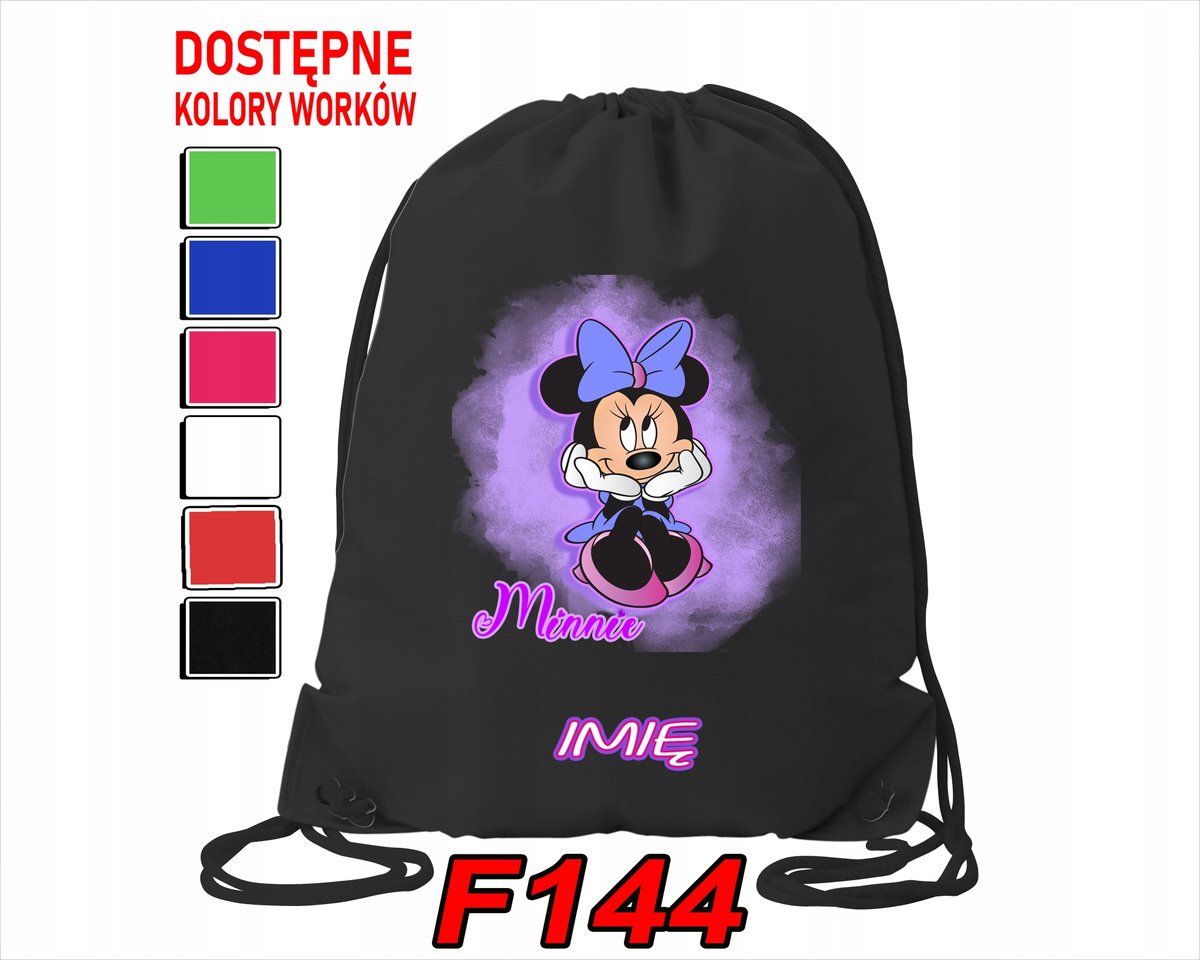 WOREK SZKOLNY NA WF SPORTOWY MYSZKA MINI KACZOR DAISI MIKI - IMIĘ
