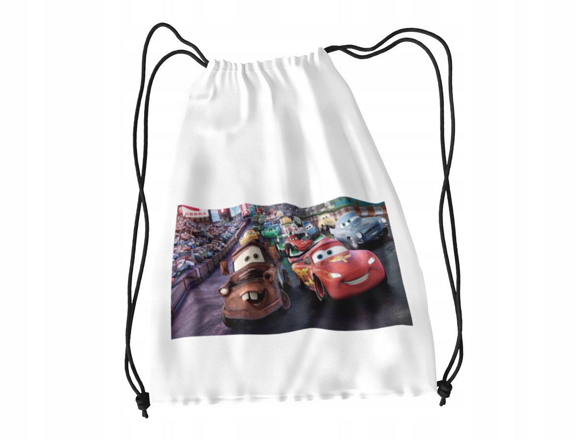 WOREK DO SZKOŁY WF/BUTY CZERWONE AUTO AUTA + IMIĘ