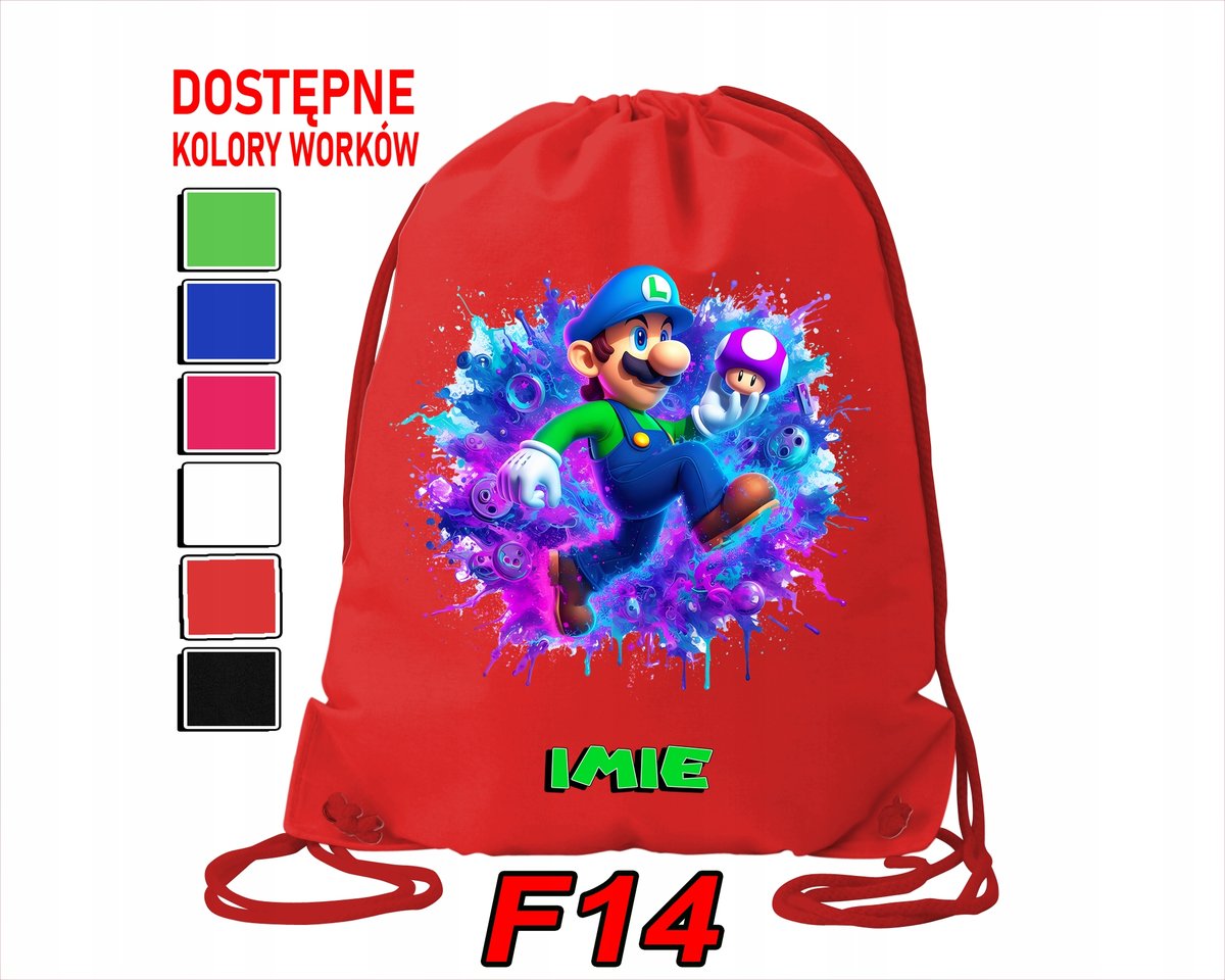 WOREK SZKOLNY NA WF TRENING SPORTOWY Z NADRUKIEM SUPER MARIO - IMIĘ