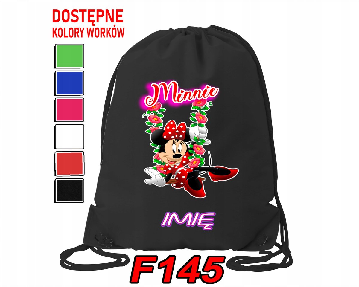 WOREK SZKOLNY NA WF SPORTOWY MYSZKA MINI KACZOR DAISI MIKI - IMIĘ