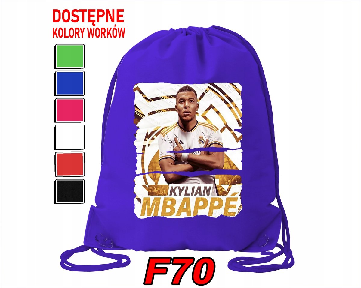 WOREK SZKOLNY NA WF SPORTOWY KILIAN MBAPPE REAL MADRYT PIŁKA - IMIĘ