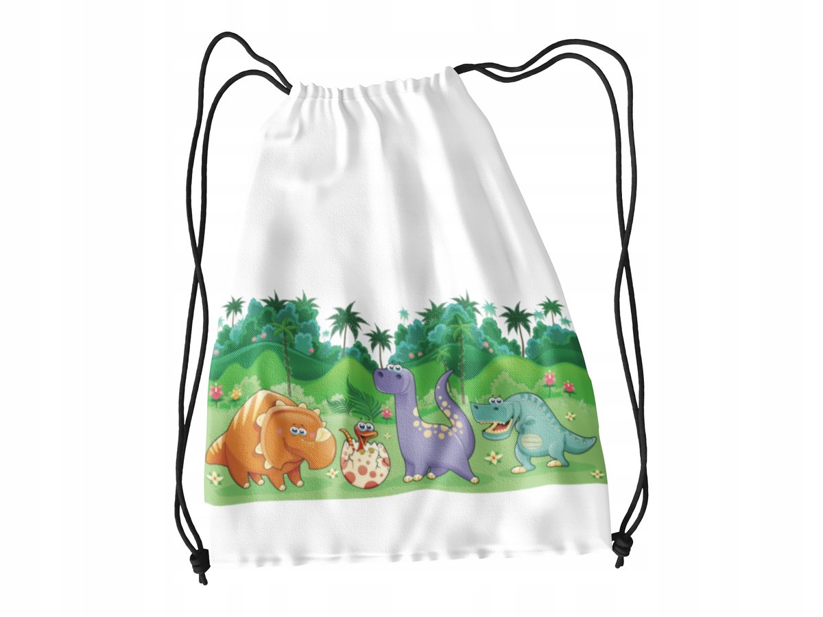 WOREK DO SZKOŁY WF/BUTY DINOZAURY ZWIERZĘTA +IMIĘ