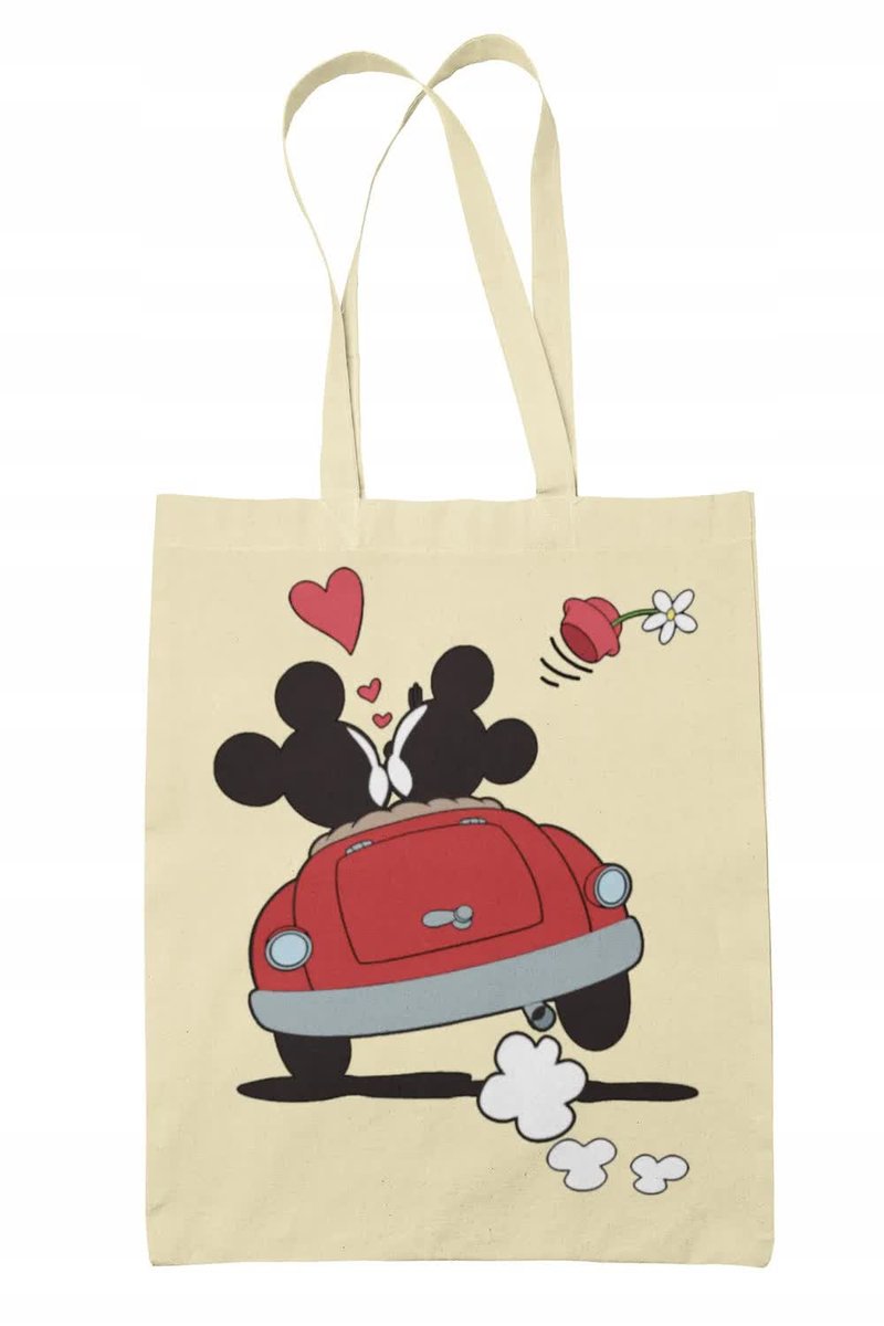 Torba Shopper-Materiał-Na Ramie-Myszka Miki-Minnie