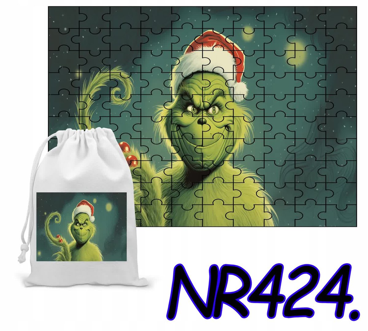 Puzzle 110 El. Układanka Grinch Prezenty Święta + Woreczek Z Nadrukiem