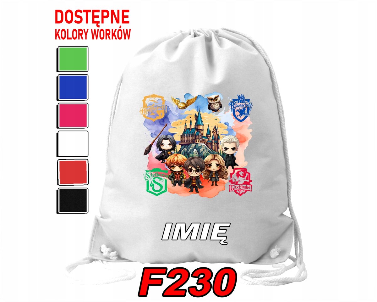 WOREK SZKOLNY NA WF SPORTOWY NA BUTY MAGIA FILM KINO HP KID- IMIĘ