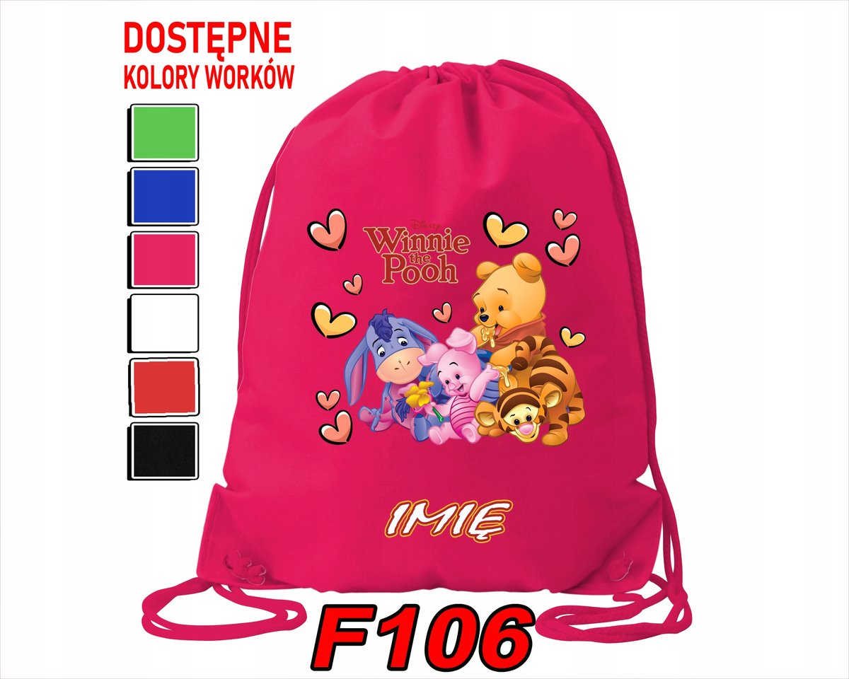 WOREK SZKOLNY NA WF SPORTOWY MAŁY ANIOŁ KOTEK PUSZ PIESKI KUBUŚ-IMIĘ