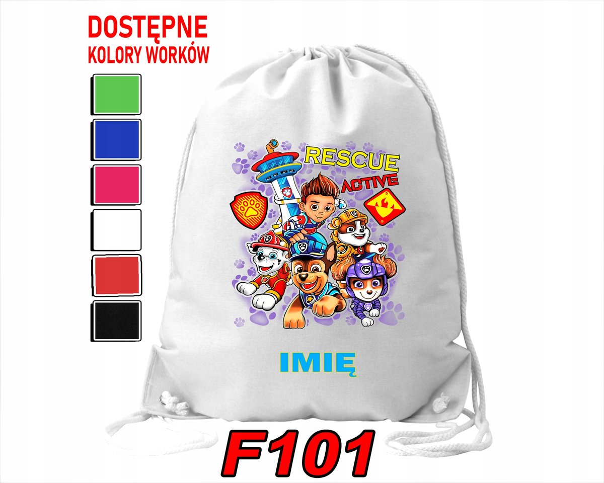 WOREK SZKOLNY NA WF SPORTOWY NA BUTY PSI PATROL POTĘŻNY BEEN - IMIĘ