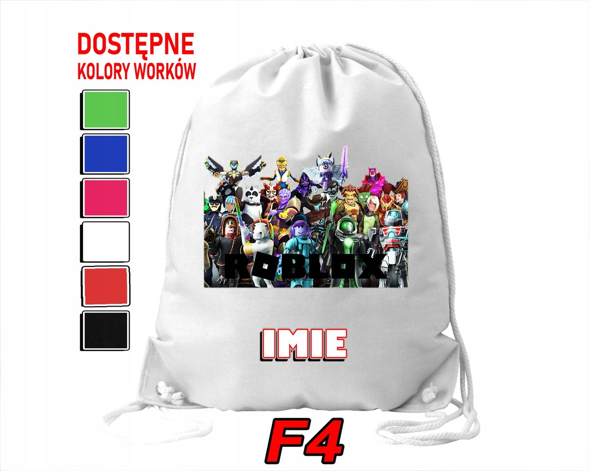WOREK SZKOLNY NA WF TRENING SPORTOWY Z NADRUKIEM ROBLOX - IMIĘ